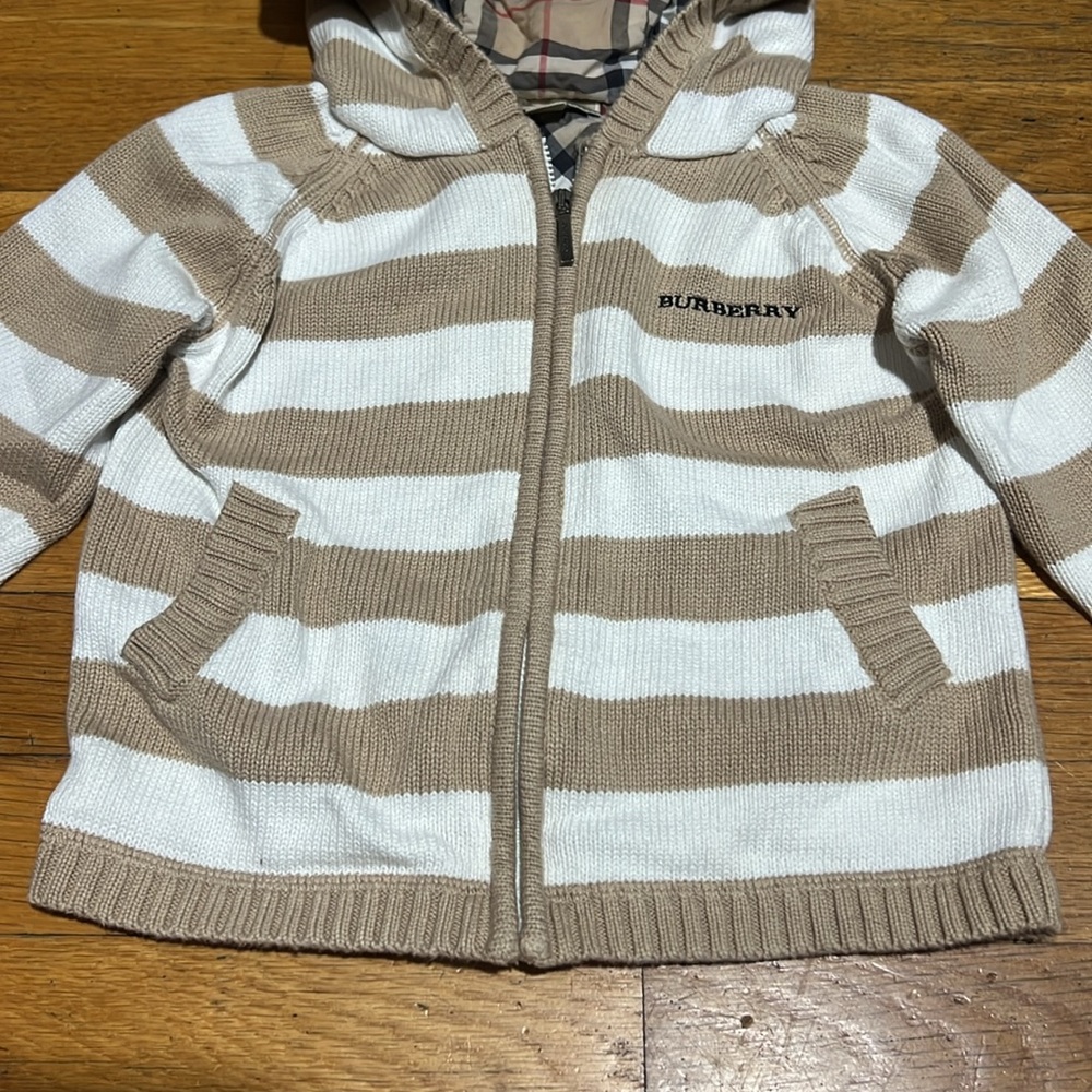 Burberry Tan and White Striped Kids Hoodie - Picture 5 of 14
